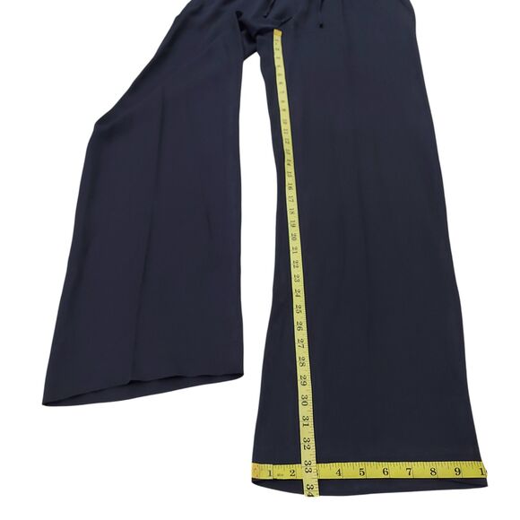 Theory Jumpsuit Womens 6 Navy Silk Sleeveless Tie Front Straight Leg Relaxed Fit - Picture 12 of 14